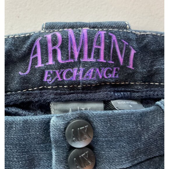 Armani Exchange Women Dark Wash Flared Denim Jeans Size 6 With Button Closure - Picture 2 of 7